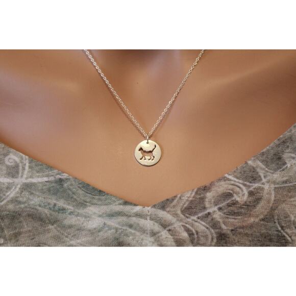 Sterling Silver Cat Necklace, Cat Cutout Necklace, Cat Silhouette Necklace - Picture 3 of 3